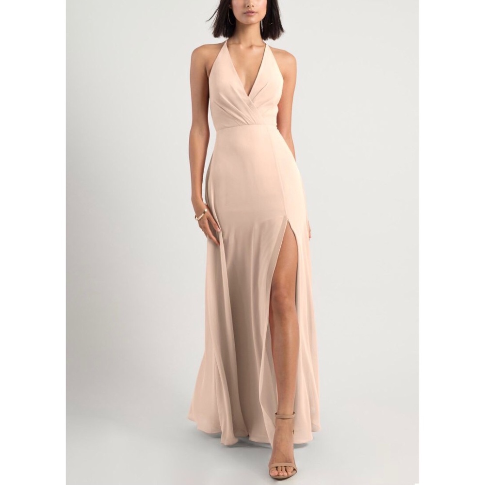 NEW Jenny Yoo Bryce Surplice V-Neck Slit Chiffon Gown Size 6 8 16